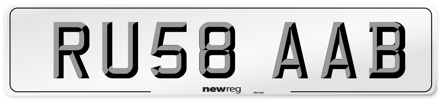 RU58 AAB Number Plate from New Reg